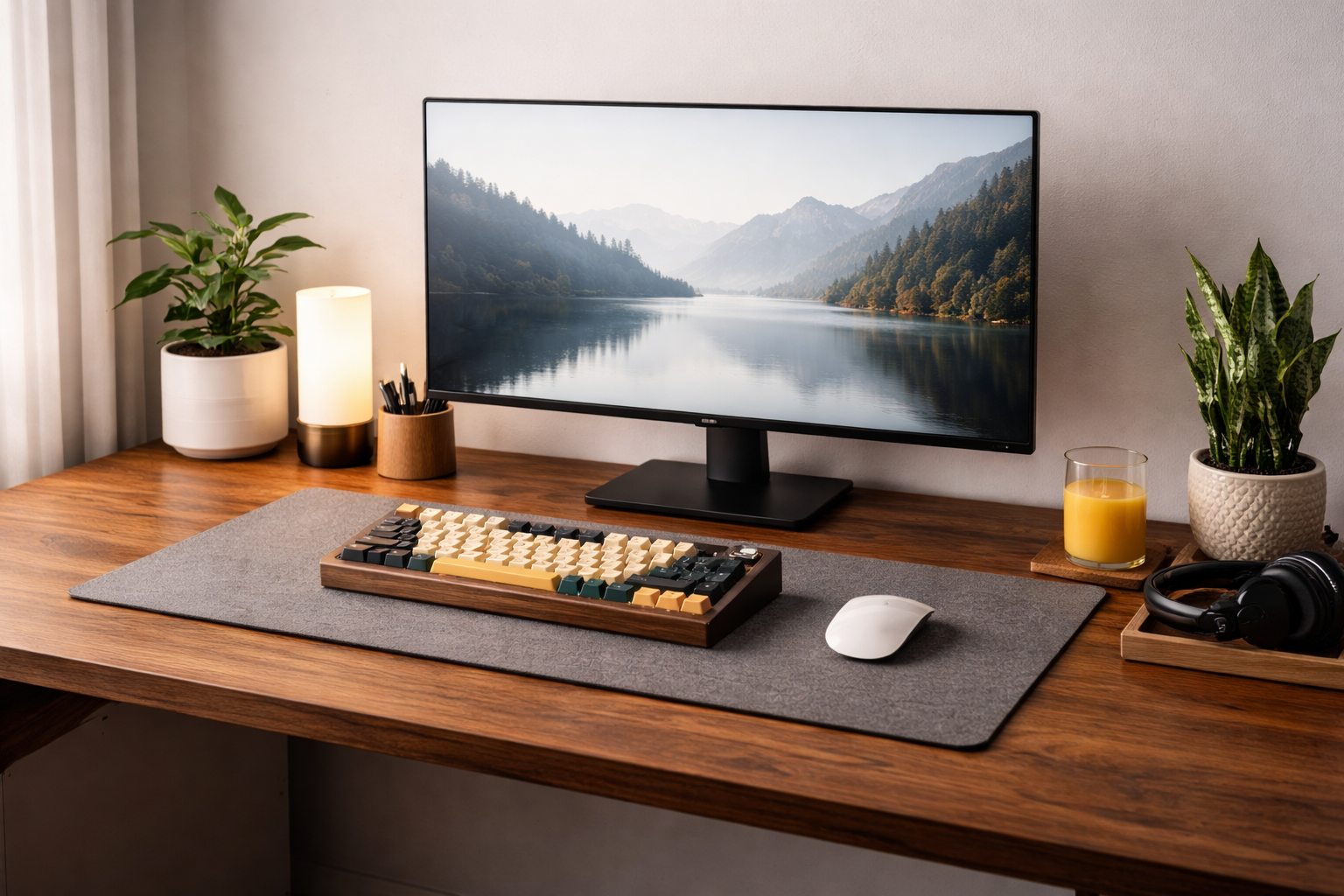 Mechanical keyboard on a desk mat — placeholder, replace with your own photo